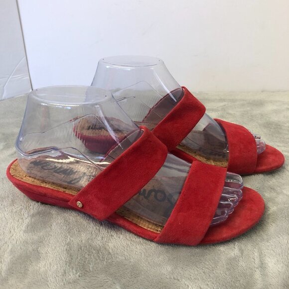 Sam Edelman Lanelle Nubuck Red Suede Leather Open Toe Sandal Size 8 - Picture 2 of 14